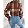 Womens Casual Jackets Flannel Cropped Shacket Fashion Plaid Trendy Crop Boxy Shirt with Pockets Fall Winter Button Down Coats - 2 of 4