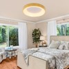 YIYIBYUS Modern Wood Round LED Flush Mount Ceiling Light, 3 Light Colors - 3 of 4