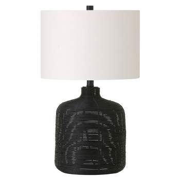 Hampton & Thyme 20.5" Tall Petite/Rattan Table Lamp with Fabric Shade