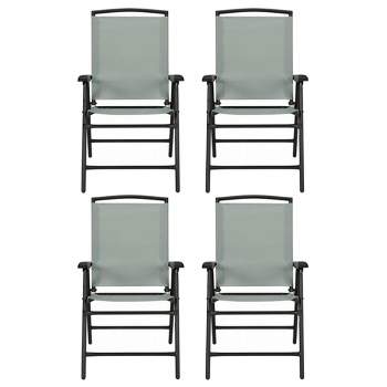 Four Seasons Courtyard Sunny Isles Outdoor Patio Steel Frame Sling Fabric Foldable Dining Chair, Holds Up To 300 Pounds, Green (4 Pack)