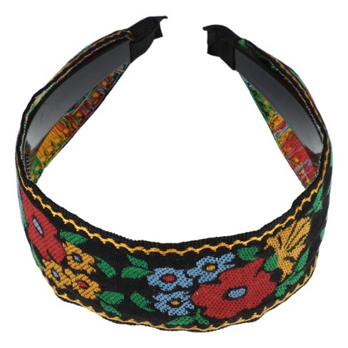 Unique Bargains Women's Classic Embroidery Bohemia Headband 1.97" Wide Black 1 Pc - image 1 of 4