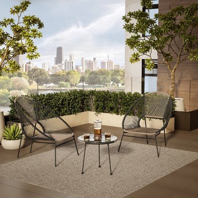 Outdoor 3pc Conversation Set - Black - TK Classics