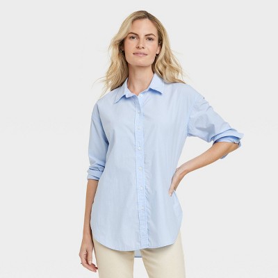 Women's Oversized Long Sleeve Collared Button-Down Shirt - Universal Thread™
