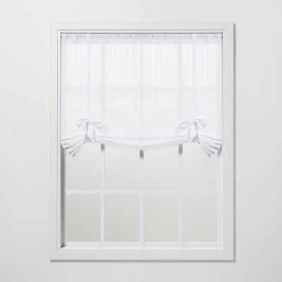 63"x42" Leno Striped Light Filtering Balloon Shade White - Threshold™