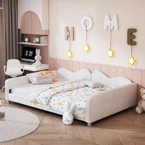 Okak Twin/Full Modern Platform Bed Frame with Cloud-Shaped Backrest,Upholstered Daybed Sofa Bed for Bedroom,Kids Room - 1 of 4