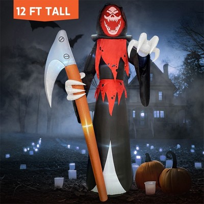 Joyfy 12FT Giant Halloween Inflatable Decoration, Scary Grim Reaper with Scythe for Halloween Indoor Outdoor Yard Lawn Garden Holiday Party Decoration