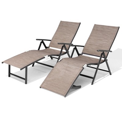 Pellebant Outdoor Aluminum Folding Adjustable Chaise Lounge
