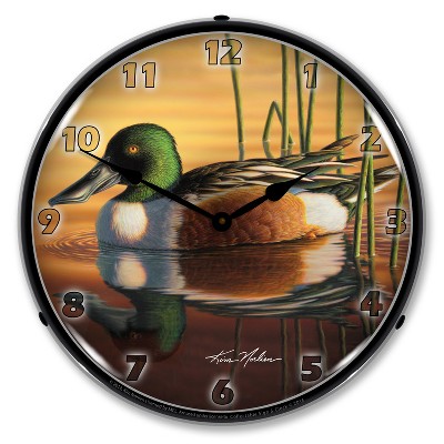 Collectable Sign & Clock | Northern Shovler Duck LED Wall Clock Retro/Vintage, Lighted