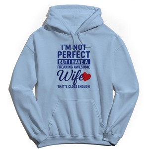 Rerun Island Men's A Freaking Awesome Wife Long Sleeve Graphic Cotton Sweatshirt Hoodie - 1 of 4