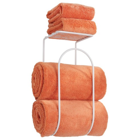 Mdesign Plastic Wall Mount Towel Storage Organizer Shelf - 2 Pack : Target