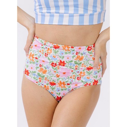 Lime Ricki Women's Painted Floral/peri Stripe Reversible Ultra High Waist  Bottom : Target