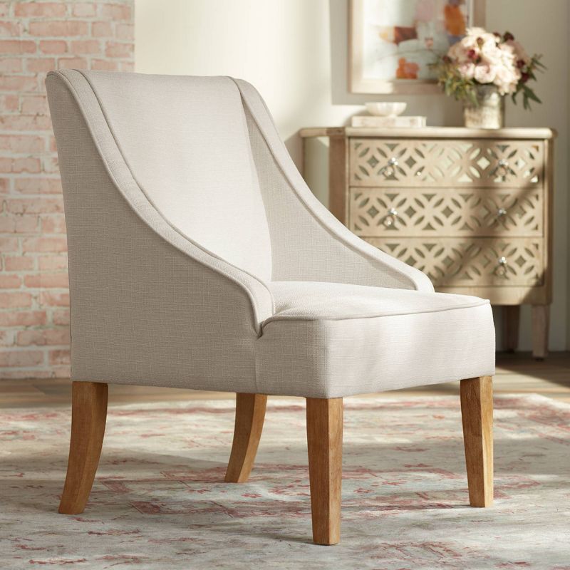 Elm Lane Dixon Ivory Fabric Swoop Arm Chair, 2 of 10