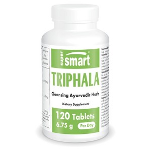 SuperSmart Triphala 6.75 g per Day - with Amla, Behada & Harada - Internal Cleanser for Digestion | Non-GMO & Gluten Free - 120 Tablets - 1 of 1
