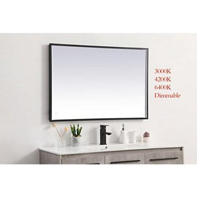 Black Aluminum Rectangular LED Bathroom Vanity Mirror