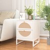 Resenkos Nightstand Set of 2, Bed Side Table with 2 Drawers Barn Door, End Table Storage Wood Cabinet for Bedroom, Living Room, White - 2 of 4