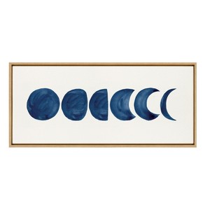 Kate and Laurel Sylvie Linear Moon Phases Framed Canvas by Teju Reval of SnazzyHues, 18x40, Natural - 1 of 4