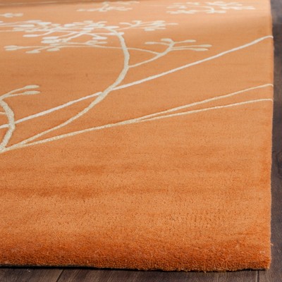 Rust Hand-Tufted Square Wool and Viscose Area Rug