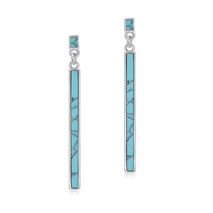 Turquoise Earrings Boho Earrings for Women Dangling Long Turquoise Stud Earrings Silver Dangle Earrings Gemstone Bar Earrings for Gift - 1 of 4