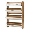 QingMoon Narrow Modern Shoe Cabinet, with 2 Slide Drawers & 3 Flip Drawers, Open Top, Entryway/Hallway Storage Organizer for Apartment, Living Room - 4 of 4
