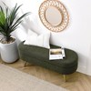 Aoibox Oval Storage Bench, Linen Fabric Upholstered Entryway Ottoman with Solid Wood Legs, Indoor Bench for Living Room, Bedroom, or End of Bed - 3 of 4