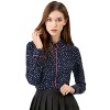 Allegra K Women's Printed Long Sleeve Piped Button Down Office Shirt - 2 of 4