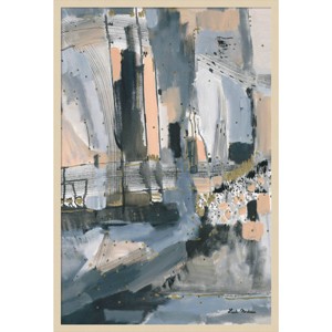 Amanti Art 28"x41" Harbor Nights No 2 by Leah Nadeau Wood Framed Wall Art Print Brown : Modern Acrylic, Vertical Lithograph, Ocean Landscape - 1 of 4