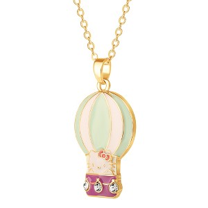 Sanrio Hello Kitty Brass Enamel and Clear Crystal 3D Hot Air Balloon Pendant, 16+ 2'' Chain - 1 of 4