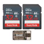 SanDisk 32GB Ultra SDHC UHS-I Memory Card (2-Pack) with Card Reader Bundle