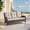 POCASSY 74" Wide Outdoor Wicker Patio Sofa with Cushions, All Weather Wicker Furniture Sofa 3 Seater Couch for Porch, Deck, Balcony - 2 of 4
