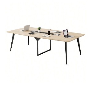 94.5in Meeting Table With Rectangle Grommet Modern Boat Shaped Seminar Table For Office Meeting Conference Room - 1 of 4