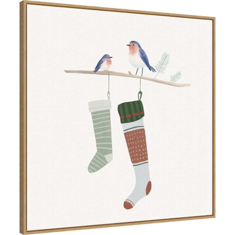 Amanti Art Blue Birds of Christmas Happiness I by Lucca Sheppard Canvas Wall Art Print Framed 30-in. W x 30-in. H., 3 of 7