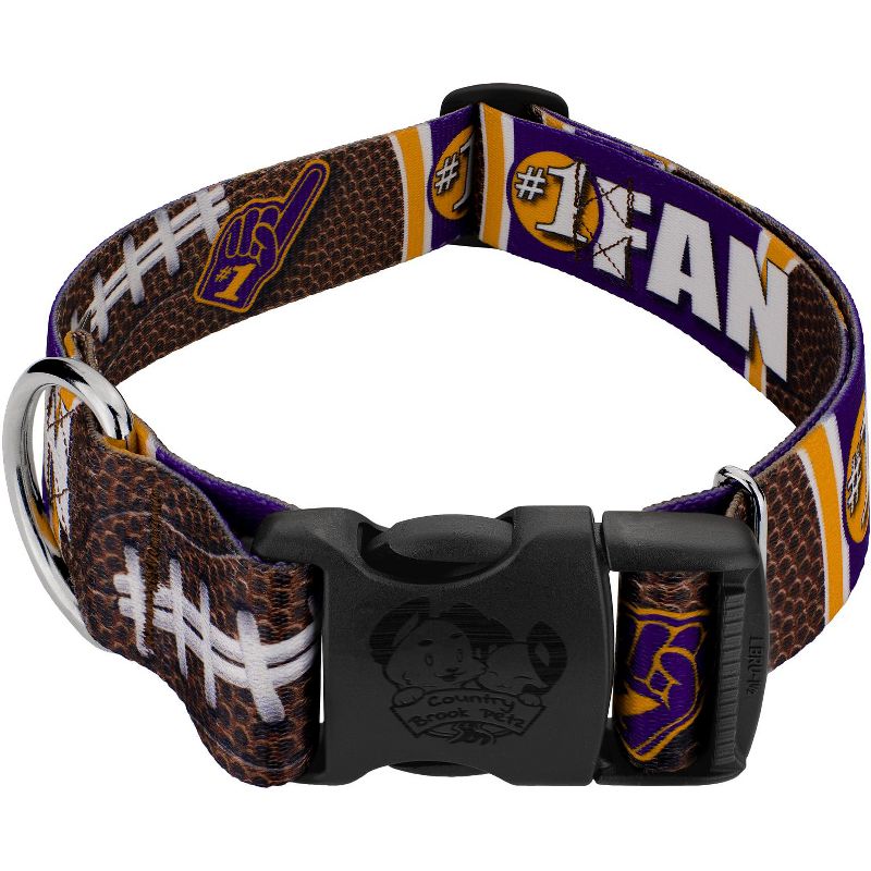 Country Brook Petz 1 1/2 Inch Deluxe Purple and Gold Football Fan Dog Collar Limited Edition, 1 of 5