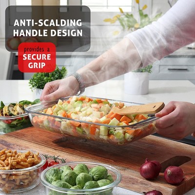 Clear Glass Food Storage Containers with Black Lids, 4-Piece Set