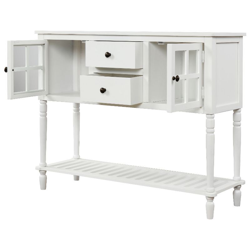 Farmhouse Double Door Console Table with Bottom Shelf and Drawers-ModernLuxe, 4 of 8