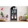 Arched storage cabinet, black arched glass door bookcase, kitchen pantry cabinet, multi-functional cabinet suitable for kitchen and bathroom - 3 of 4