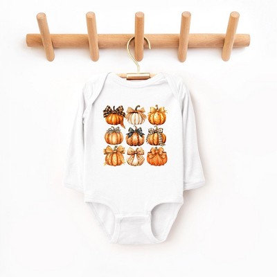 The Juniper Shop Coquette Fall Pumpkin Chart Baby Long Sleeve Bodysuit