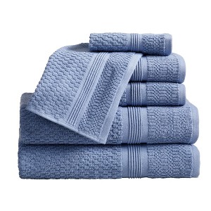 Market & Place 6pc Cotton Textured Quick Dry Bath Towel Set - 1 of 4