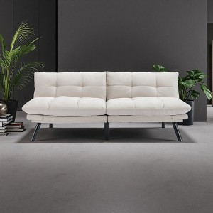 Leather-Look 2-Seater Convertible Sofa Bed with Adjustable Arm & Backrest - 1 of 4