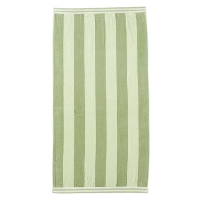 Eucalyptus Green Cotton Cabana Striped Oversized Beach Towel