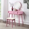 Vanity Desk Contemporary with Round Mirror and Storage Drawer for Bedroom 32.28in Wide-3irtyhousy - 2 of 4