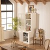 INFURNIC Decorative Storage Cabinets Tall Freestanding Pantry with Glass Door Lattice Window and Double-Action Door, White, 23.65"*24.25"*75.25" - 3 of 4