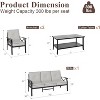 Heynemo Outdoor Patio Furniture Set, 4 Piece Patio Conversation Set with Coffee Table, Metal Furniture Set for Porch Backyard Garden, Grey - 3 of 4