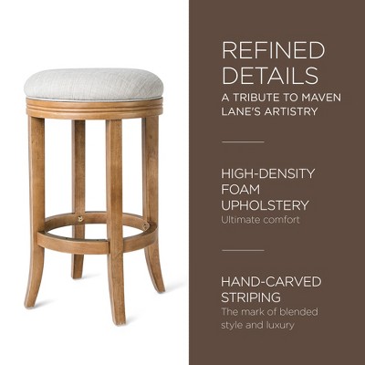 Eva Weathered Oak Round Backless Swivel Counter Stool