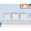 HomeRoots Set of Three White Porcelain 1 Ounce Round Funny Face Pot Planters With Stands - 2 of 4