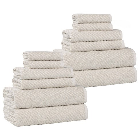 Cotton Blend Medium Weight Soft Textured Diagonal Ribbed Towel Set by Blue Nile Mills - image 1 of 4