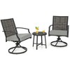 Costway 3 PCS Patio Swivel Chair Set Coffee Table Wicker Cushioned Seat Balcony Porch - 4 of 4