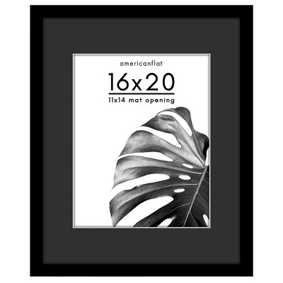 Americanflat Black Poster Frame with Black Mat - Engineered Wood Picture Frame with Plexiglass Front Cover