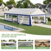 AMERLIFE 13 x 32 FT Party Tent with Rolled Sidewalls and Zinc Alloy Tube & Spiral Stakes, Waterproof Event Shelters, White & Blue - 4 of 4