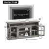 LED Farmhouse TV Stand for 75 Inch , Entertainment Center with Glass Doors & Power Outlets, Media Console Cabinet for Living Room,Grey - 3 of 4