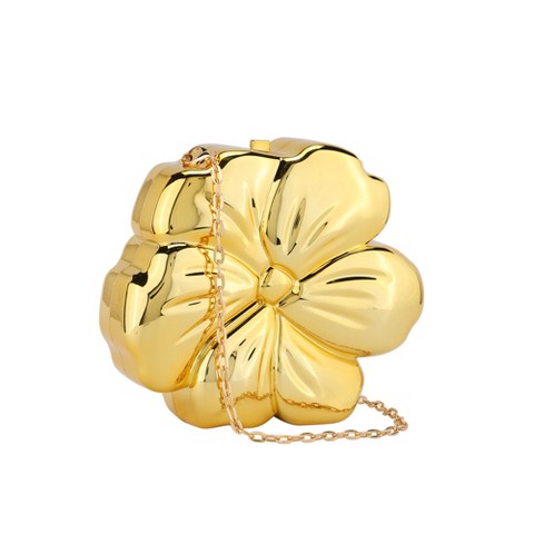 Сумки INSPIRE CHIC Clutch Purses for Women Flower Acrylic Evening Bags Metallic Handbag with Chain Pink 6.7*1.9*5.9 inches
